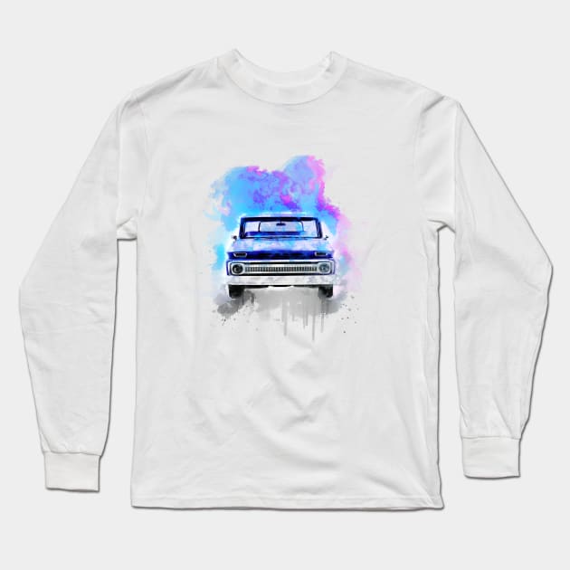 Chevy C-10 paint bomb Long Sleeve T-Shirt by AaaahEeeekStudio